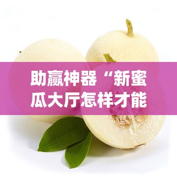 助赢神器“新蜜瓜大厅怎样才能赢”开挂(透视)辅助神器