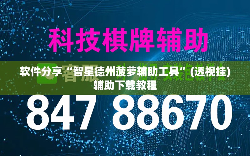 软件分享“智星德州菠萝辅助工具	”(透视挂)辅助下载教程