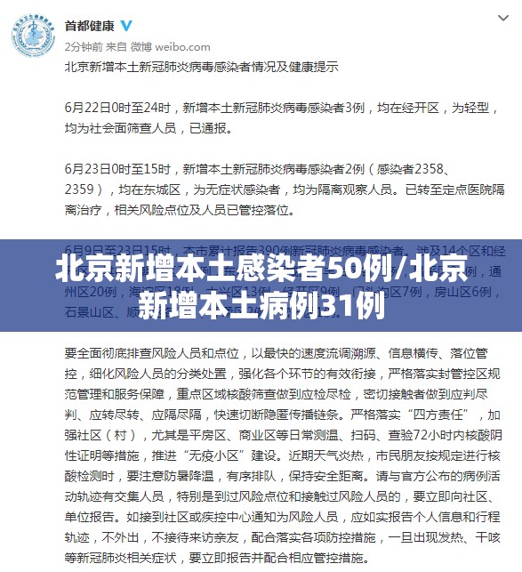北京新增本土感染者50例/北京新增本土病例31例