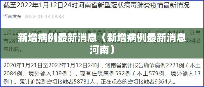 新增病例最新消息（新增病例最新消息河南）