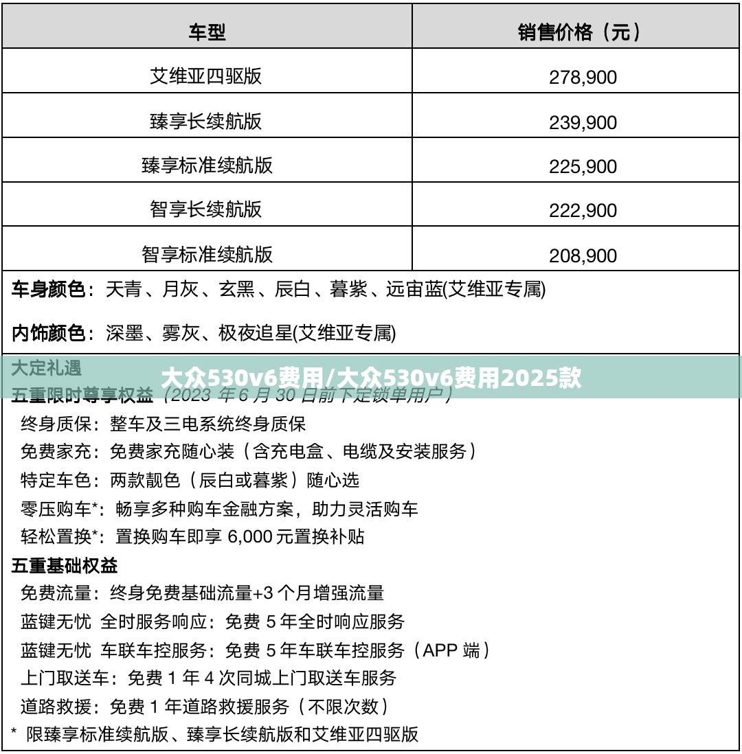 大众530v6费用/大众530v6费用2025款