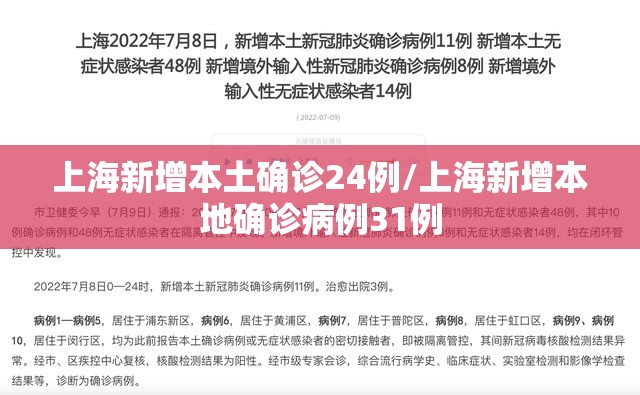 上海新增本土确诊24例/上海新增本地确诊病例31例