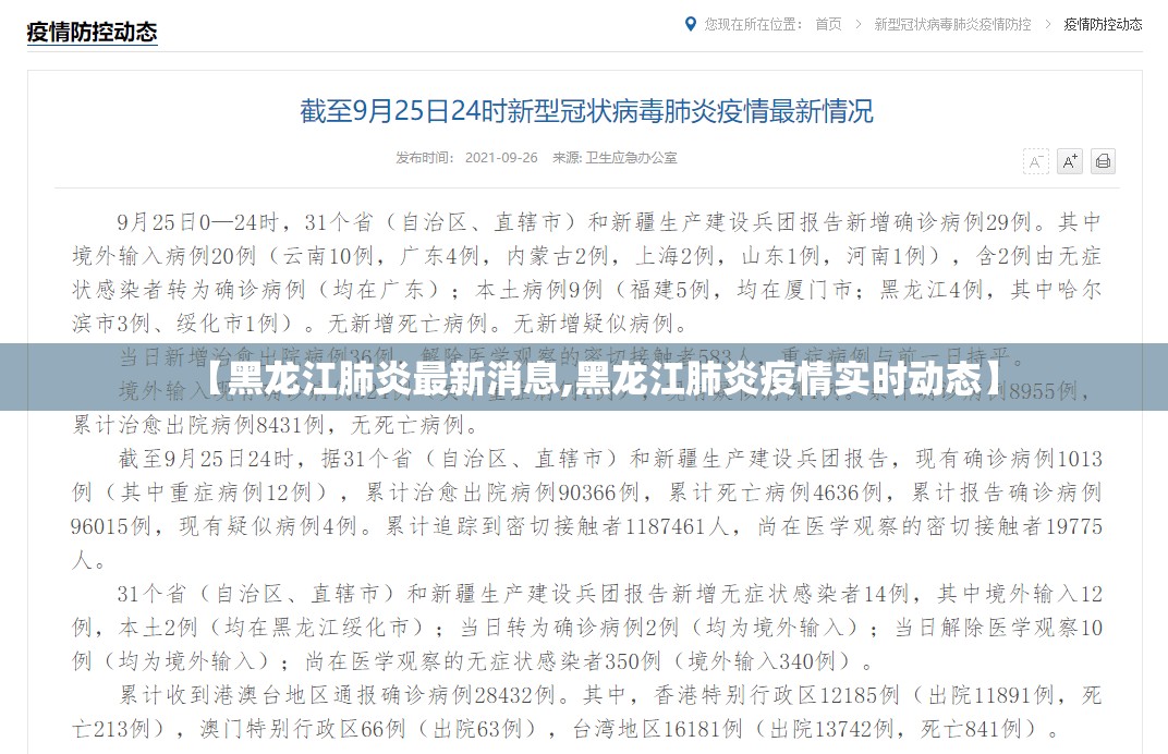 【黑龙江肺炎最新消息,黑龙江肺炎疫情实时动态】
