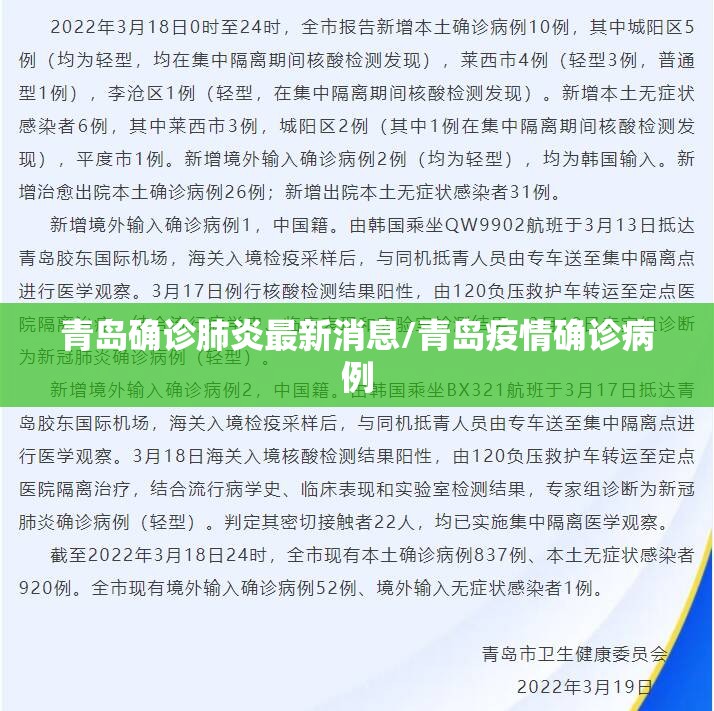 青岛确诊肺炎最新消息/青岛疫情确诊病例