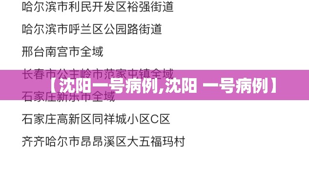 【沈阳一号病例,沈阳 一号病例】