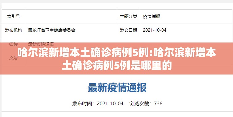 哈尔滨新增本土确诊病例5例:哈尔滨新增本土确诊病例5例是哪里的 哈尔滨新增本土确诊病例5例:哈尔滨新增本土确诊病例5例是哪里的