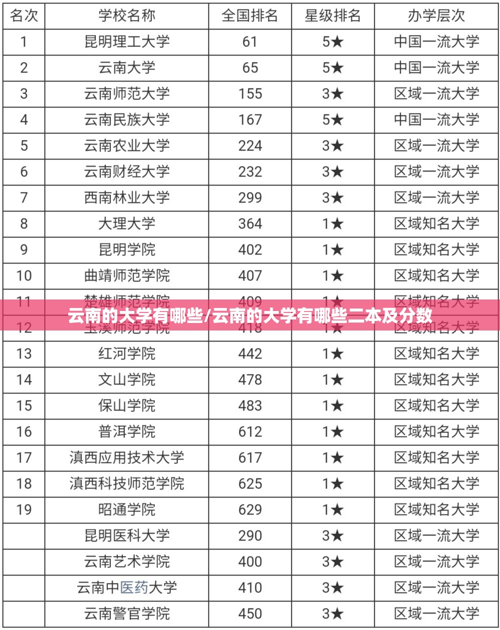 云南的大学有哪些/云南的大学有哪些二本及分数