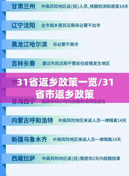 31省返乡政策一览/31省市返乡政策