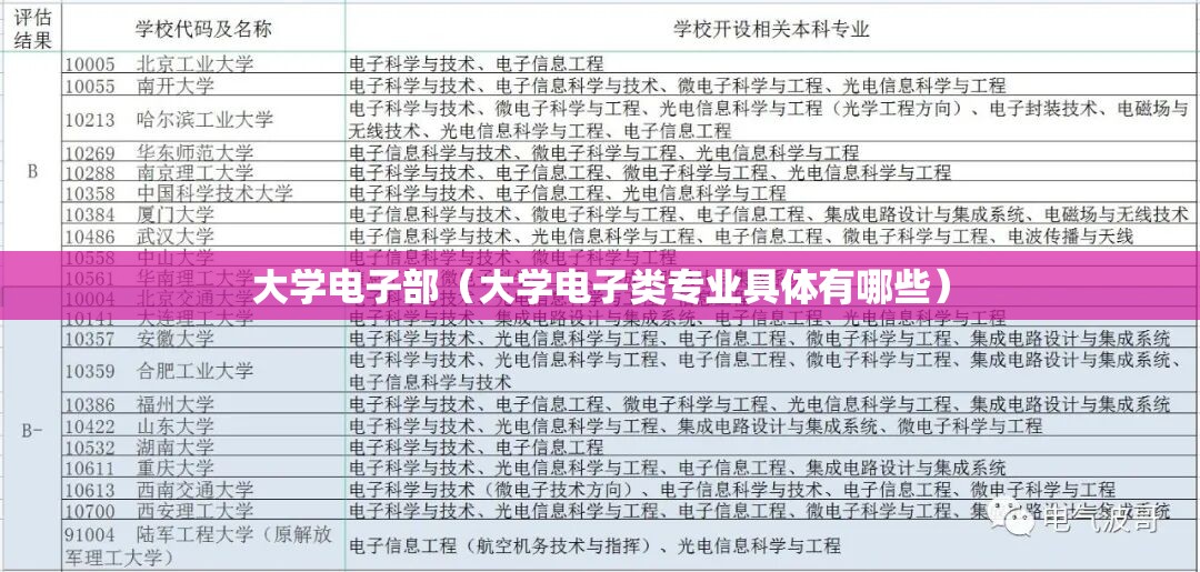大学电子部（大学电子类专业具体有哪些）