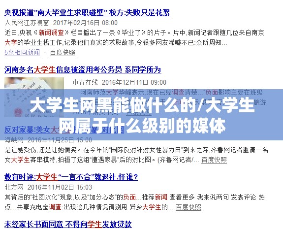 大学生网黑能做什么的/大学生网属于什么级别的媒体
