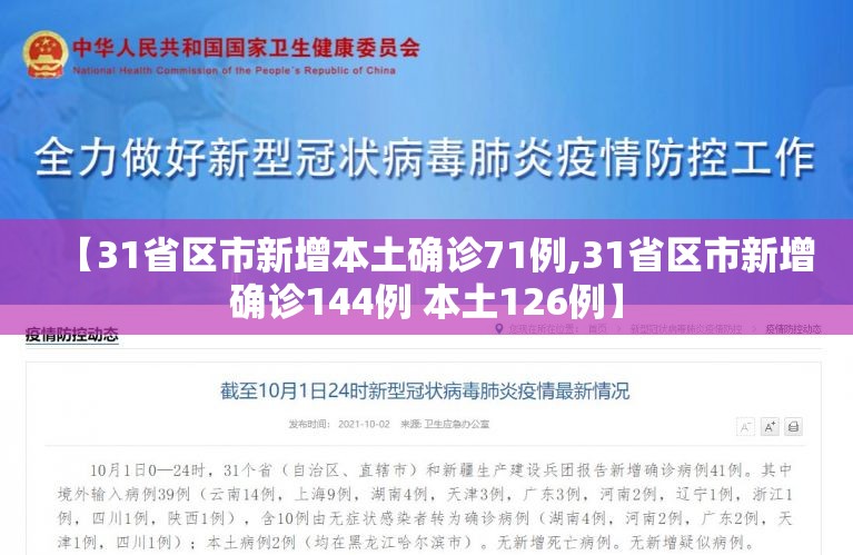 【31省区市新增本土确诊71例,31省区市新增确诊144例 本土126例】