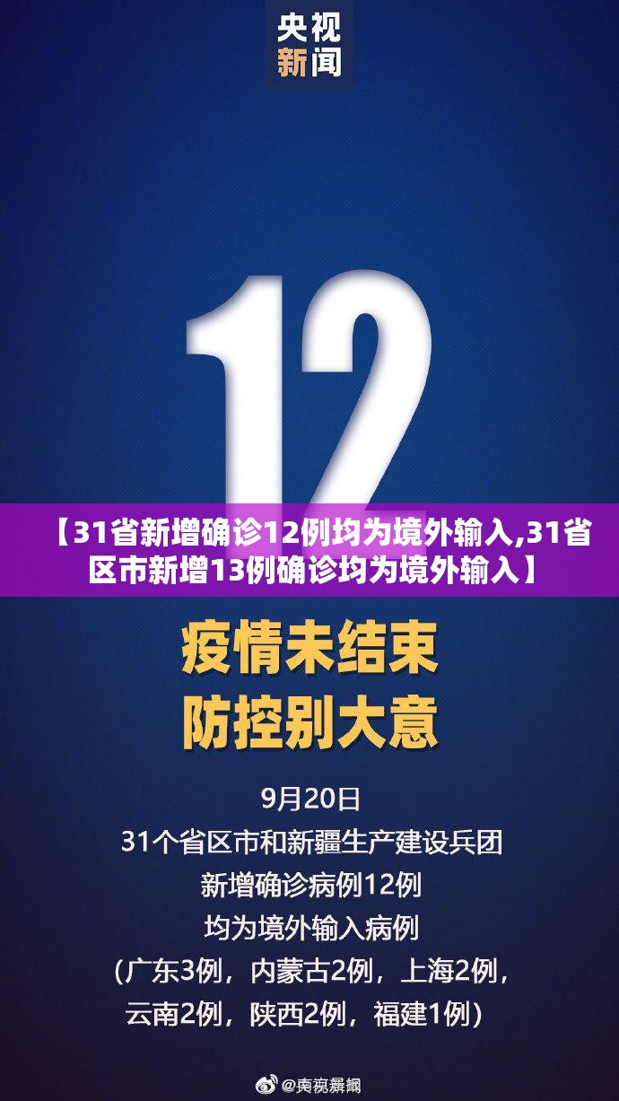 【31省新增确诊12例均为境外输入,31省区市新增13例确诊均为境外输入】 【31省新增确诊12例均为境外输入,31省区市新增13例确诊均为境外输入】