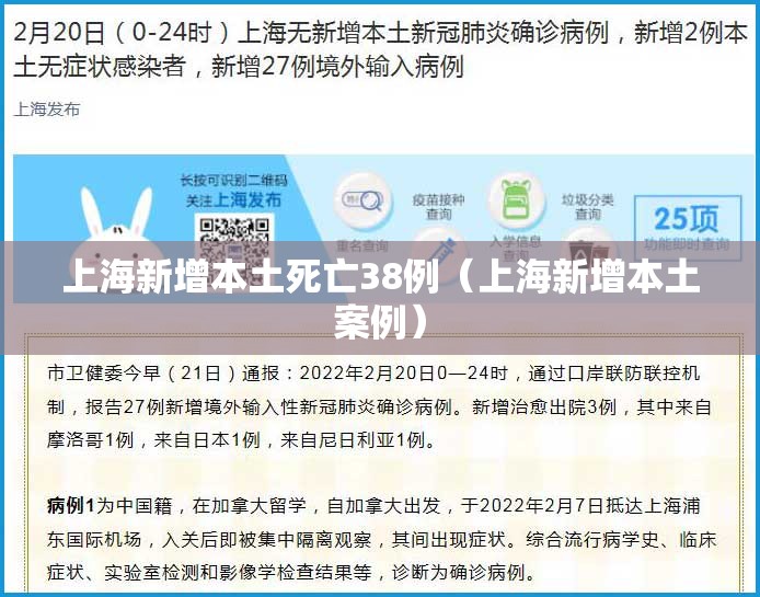 上海新增本土死亡38例(上海新增本土案例) 上海新增本土死亡38例(上海新增本土案例)