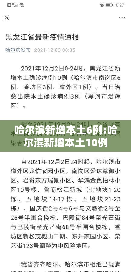 哈尔滨新增本土6例:哈尔滨新增本土10例