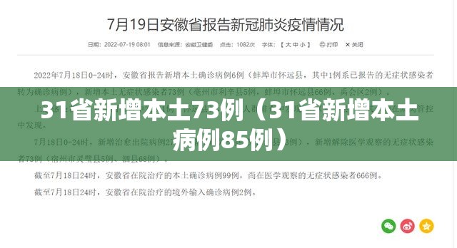 31省新增本土73例（31省新增本土病例85例）
