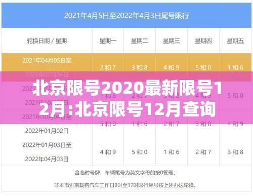 北京限号2020最新限号12月:北京限号12月查询
