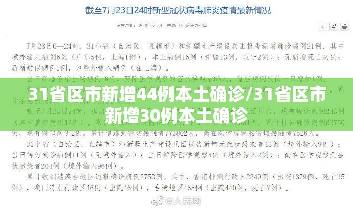 31省区市新增44例本土确诊/31省区市新增30例本土确诊