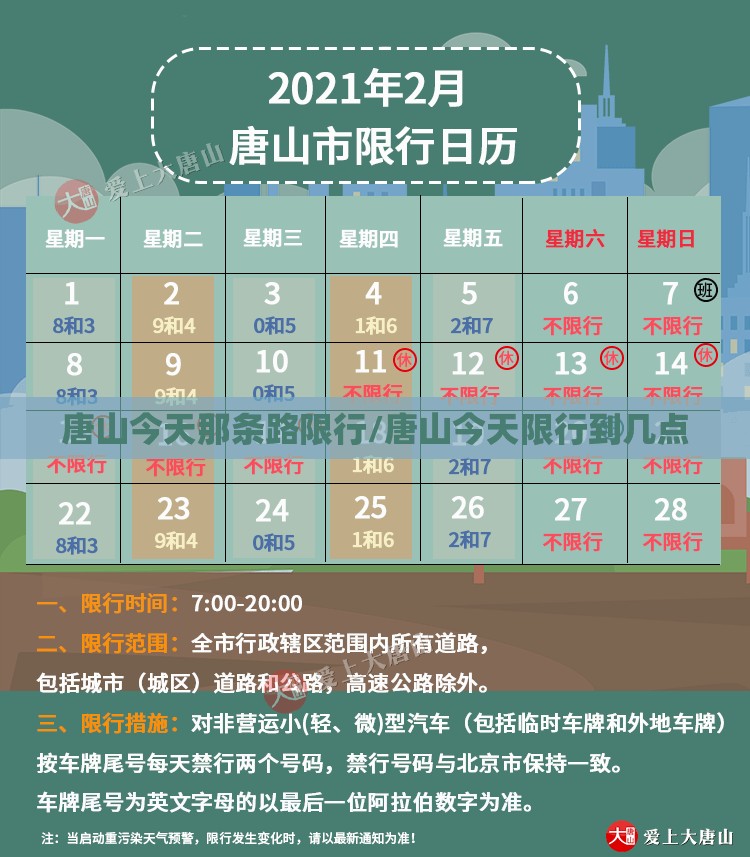 唐山今天那条路限行/唐山今天限行到几点