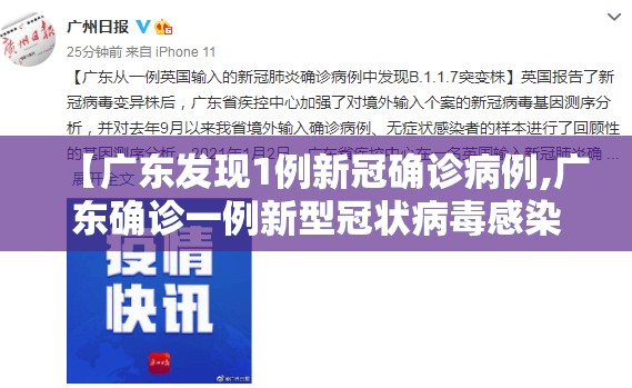 【广东发现1例新冠确诊病例,广东确诊一例新型冠状病毒感染】