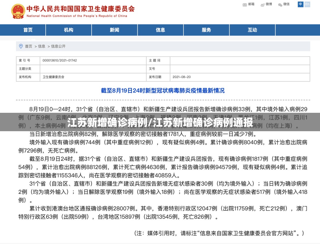 江苏新增确诊病例/江苏新增确诊病例通报