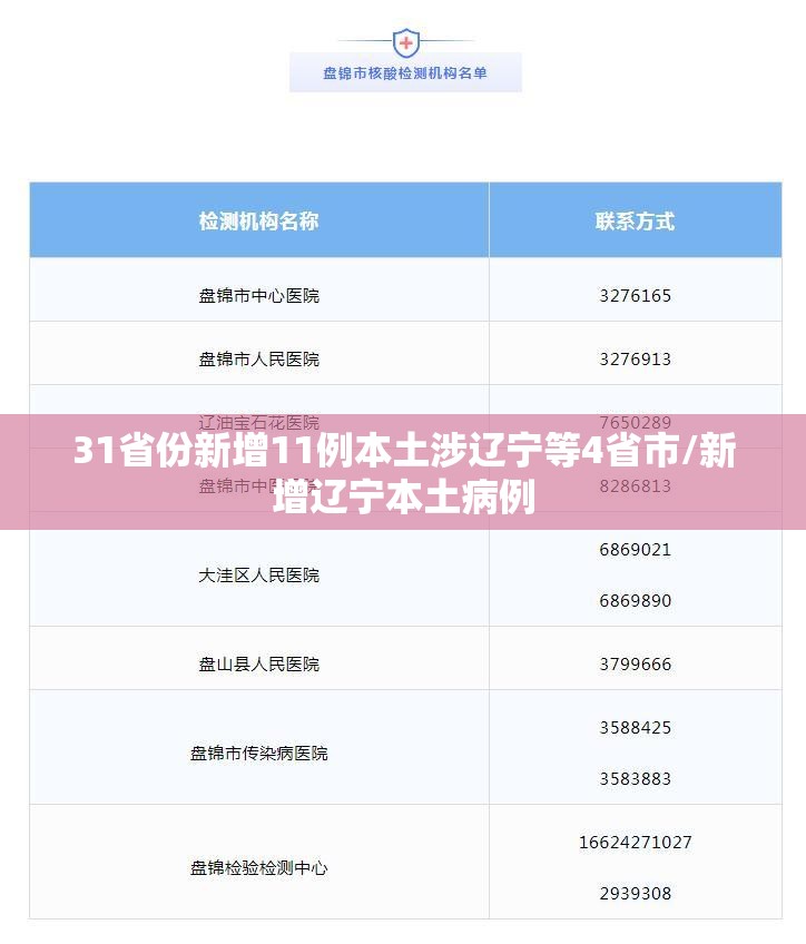 31省份新增11例本土涉辽宁等4省市/新增辽宁本土病例 31省份新增11例本土涉辽宁等4省市/新增辽宁本土病例