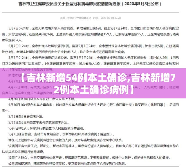 【吉林新增54例本土确诊,吉林新增72例本土确诊病例】