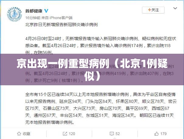 京出现一例重型病例（北京1例疑似）