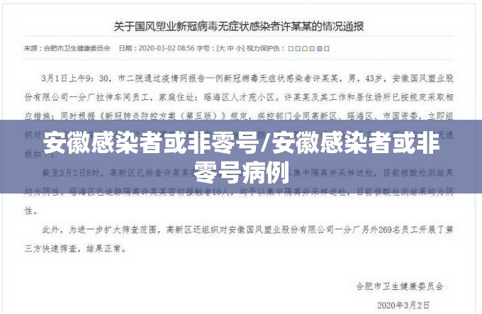 安徽感染者或非零号/安徽感染者或非零号病例 安徽感染者或非零号/安徽感染者或非零号病例