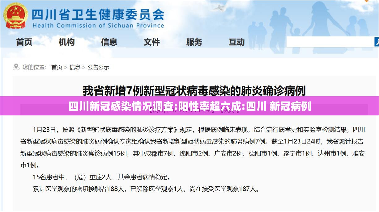 四川新冠感染情况调查:阳性率超六成:四川 新冠病例