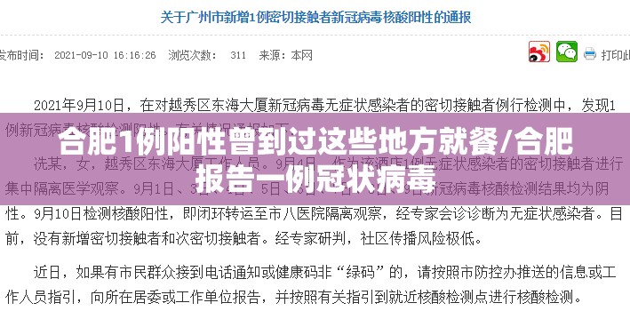 合肥1例阳性曾到过这些地方就餐/合肥报告一例冠状病毒 合肥1例阳性曾到过这些地方就餐/合肥报告一例冠状病毒