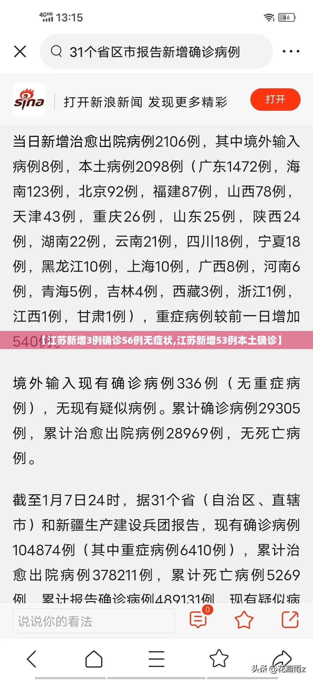 【江苏新增3例确诊56例无症状,江苏新增53例本土确诊】 【江苏新增3例确诊56例无症状,江苏新增53例本土确诊】