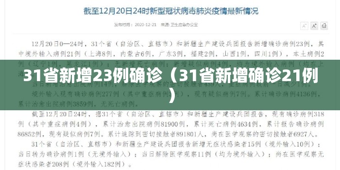 31省新增23例确诊（31省新增确诊21例）