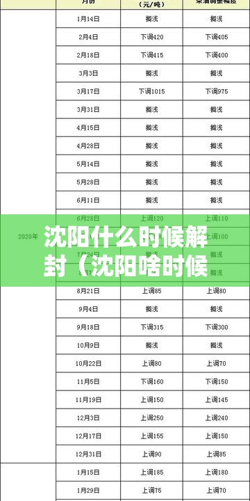 沈阳什么时候解封(沈阳啥时候全部解封) 沈阳什么时候解封(沈阳啥时候全部解封)