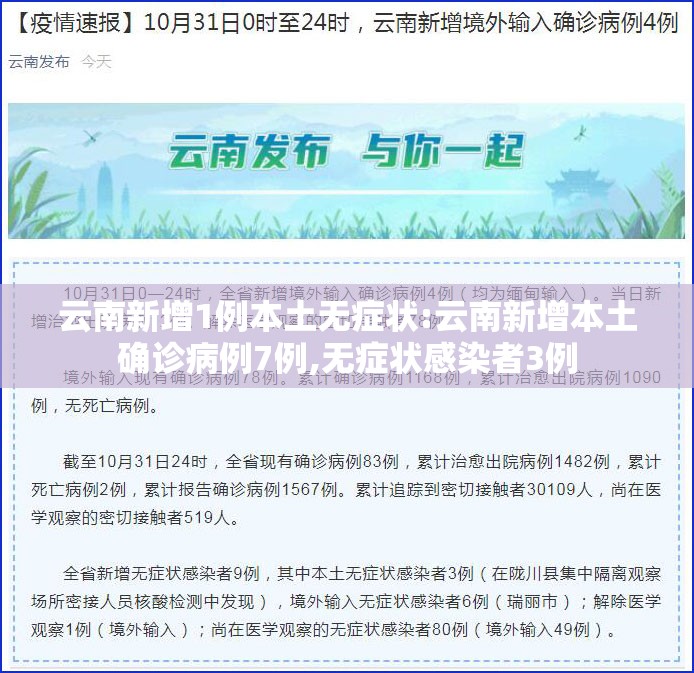 云南新增1例本土无症状:云南新增本土确诊病例7例,无症状感染者3例 云南新增1例本土无症状:云南新增本土确诊病例7例,无症状感染者3例