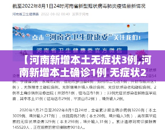 【河南新增本土无症状3例,河南新增本土确诊1例 无症状28例】 【河南新增本土无症状3例,河南新增本土确诊1例 无症状28例】