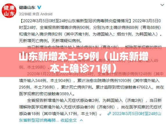 山东新增本土59例（山东新增本土确诊71例）