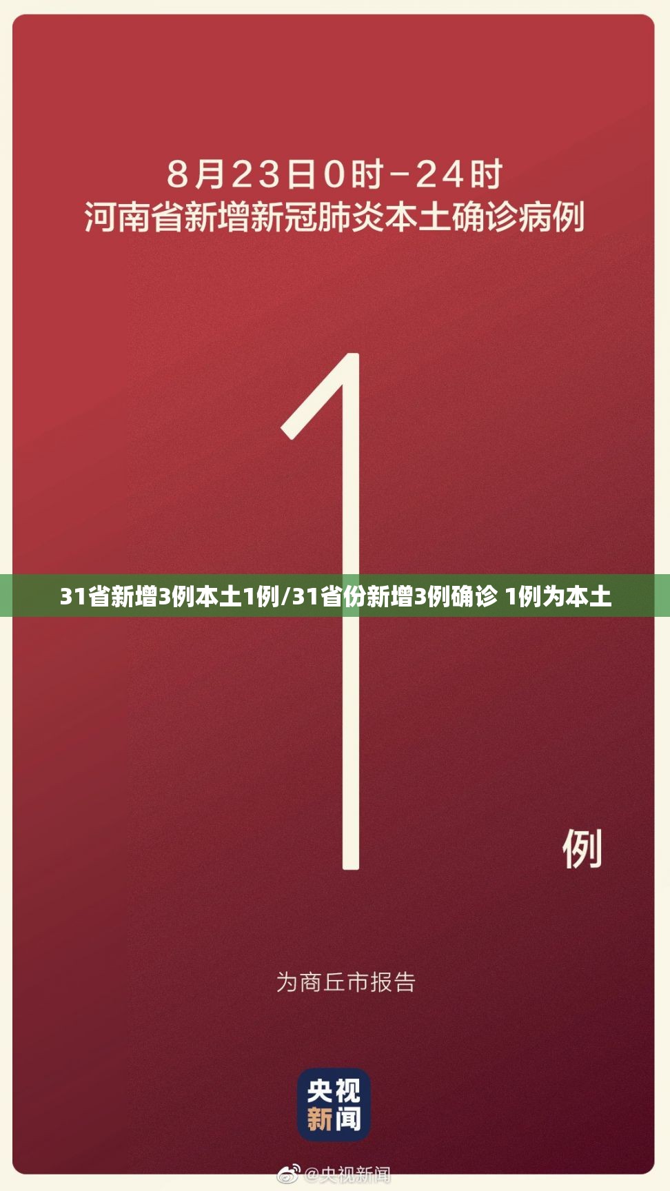 31省新增3例本土1例/31省份新增3例确诊 1例为本土 31省新增3例本土1例/31省份新增3例确诊 1例为本土