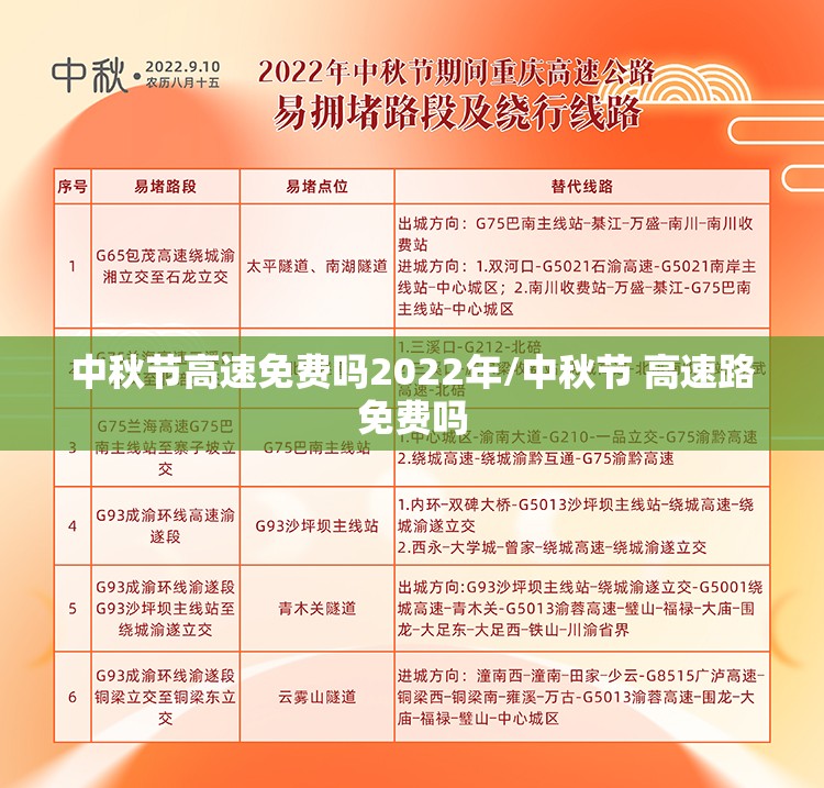 中秋节高速免费吗2022年/中秋节 高速路免费吗