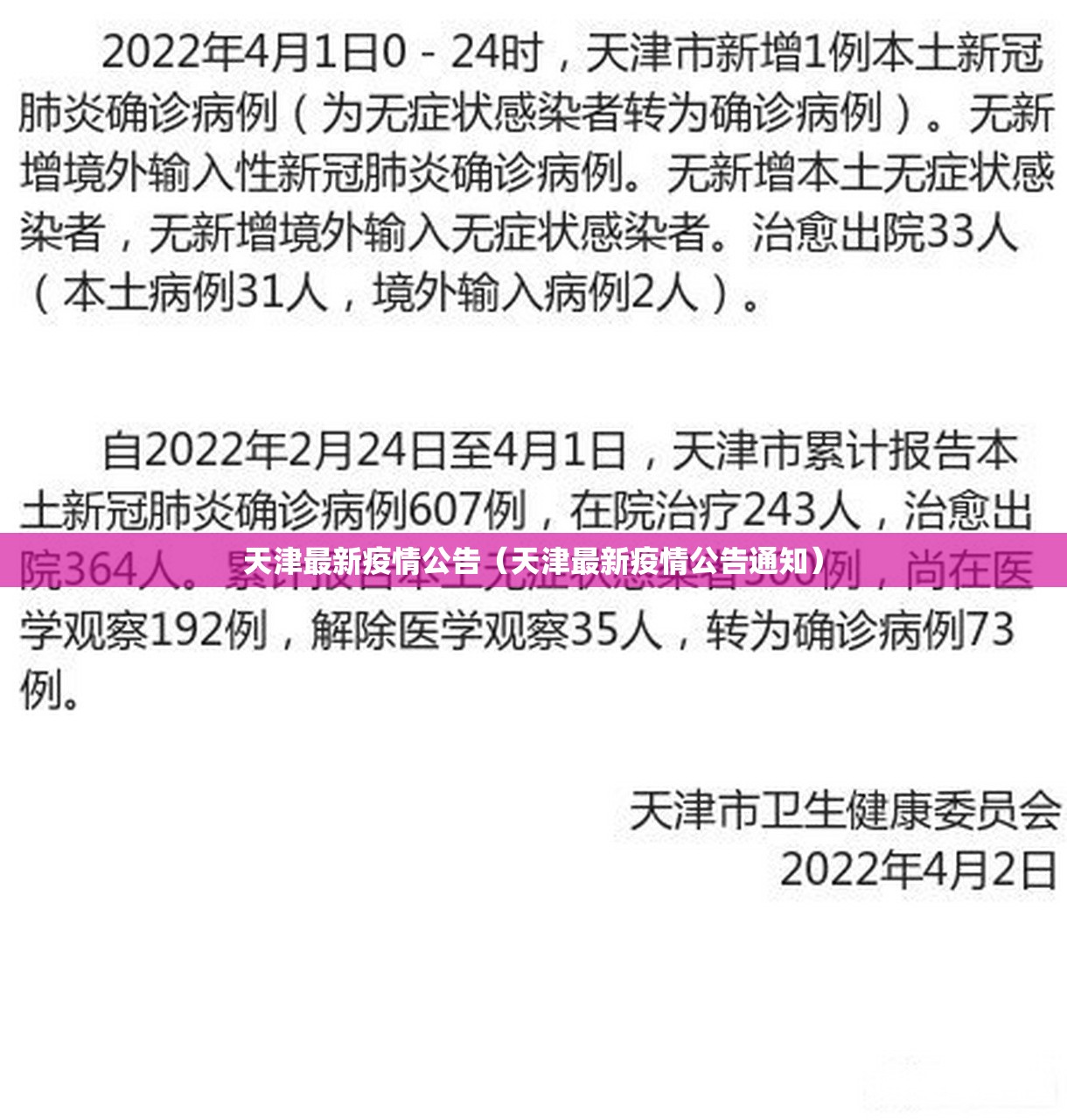 天津最新疫情公告(天津最新疫情公告通知) 天津最新疫情公告(天津最新疫情公告通知)