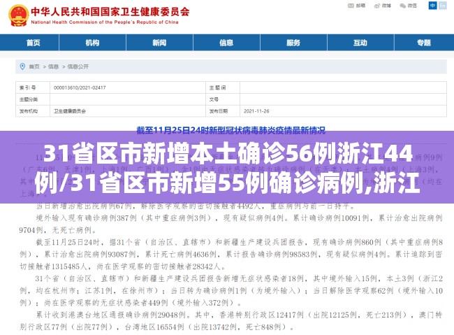 31省区市新增本土确诊56例浙江44例/31省区市新增55例确诊病例,浙江新增1例本土病例