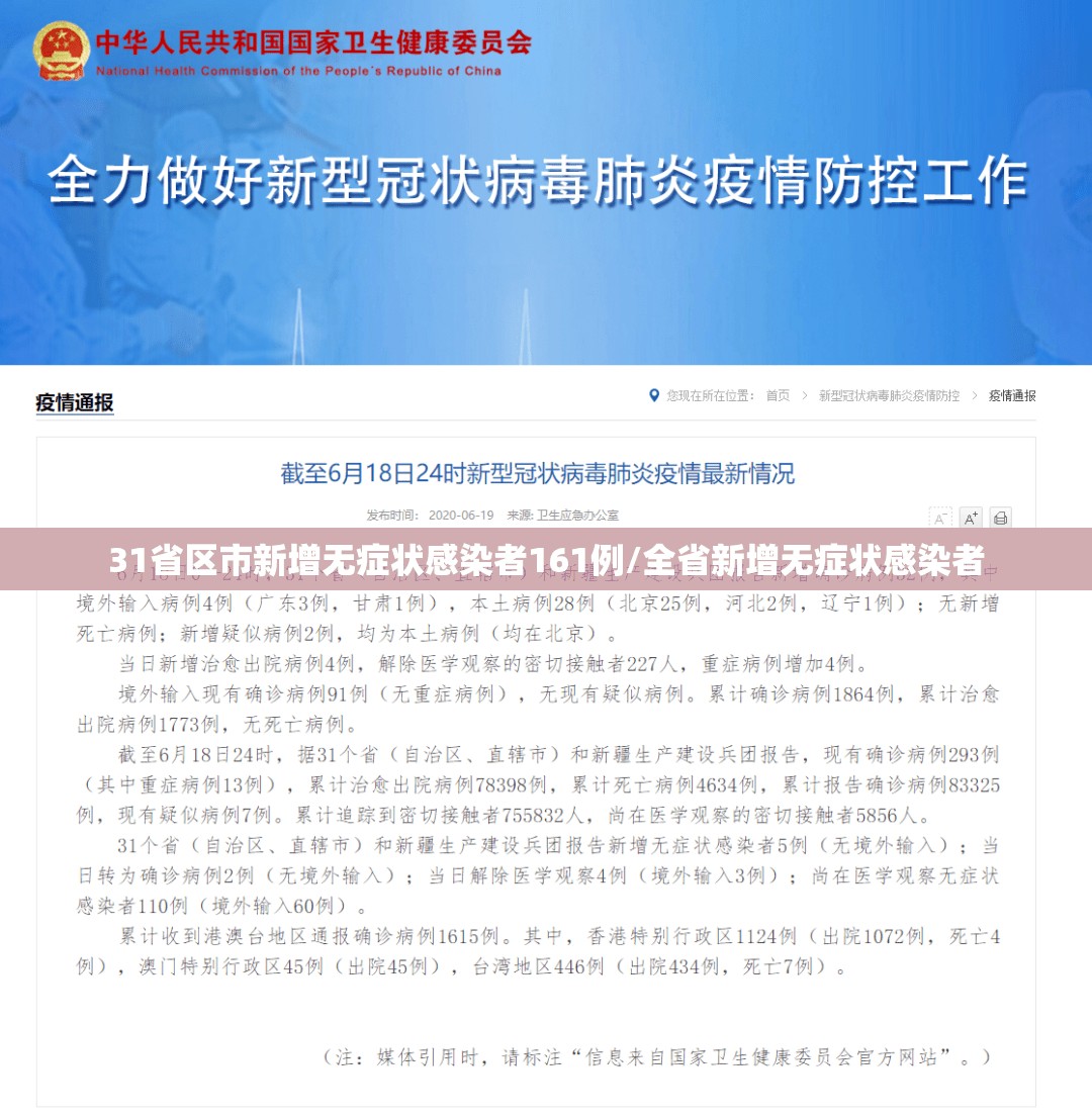 31省区市新增无症状感染者161例/全省新增无症状感染者 31省区市新增无症状感染者161例/全省新增无症状感染者
