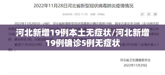 河北新增19例本土无症状/河北新增19例确诊5例无症状