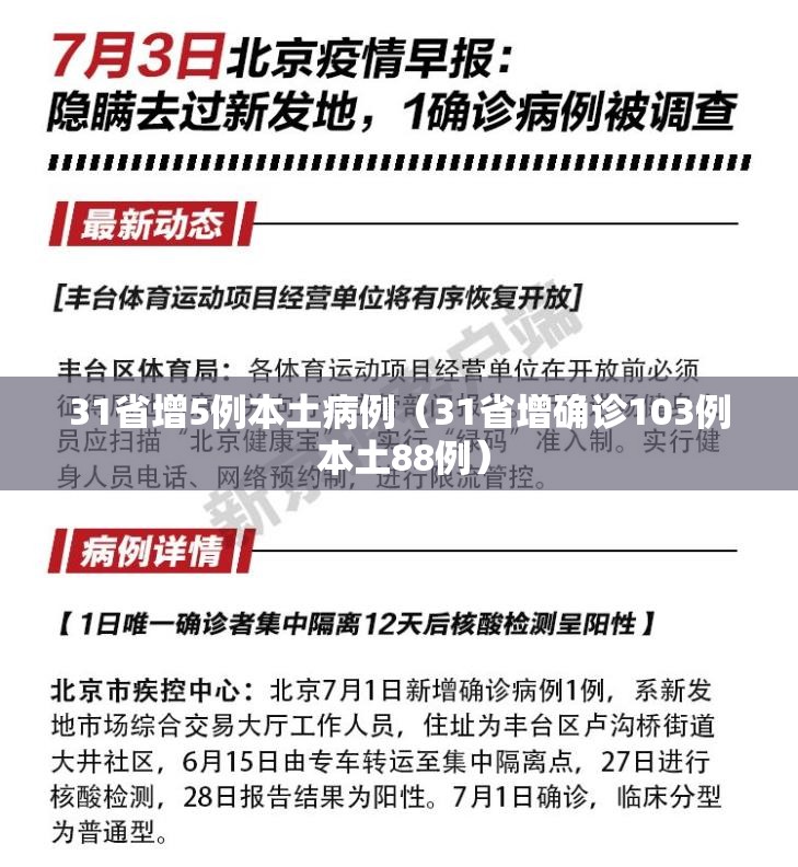 31省增5例本土病例(31省增确诊103例 本土88例) 31省增5例本土病例(31省增确诊103例 本土88例)
