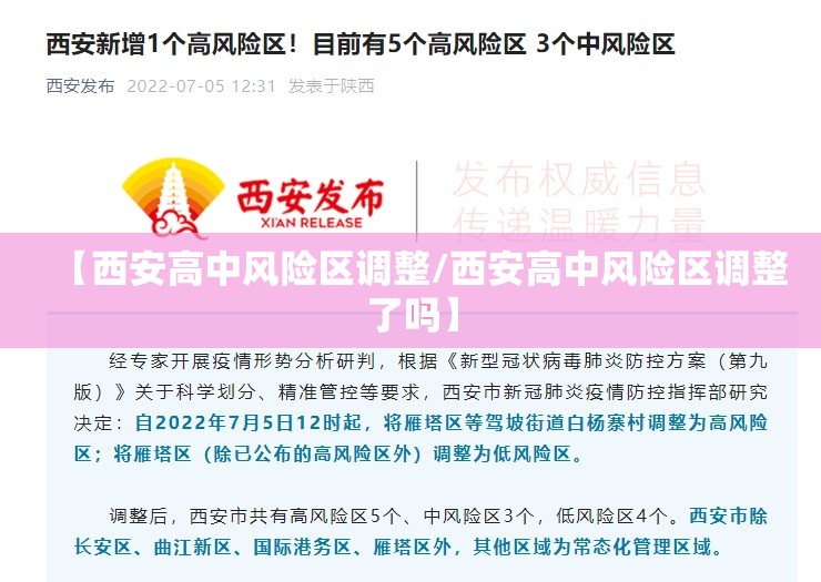 【西安高中风险区调整/西安高中风险区调整了吗】
