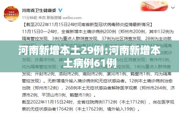 河南新增本土29例:河南新增本土病例61例