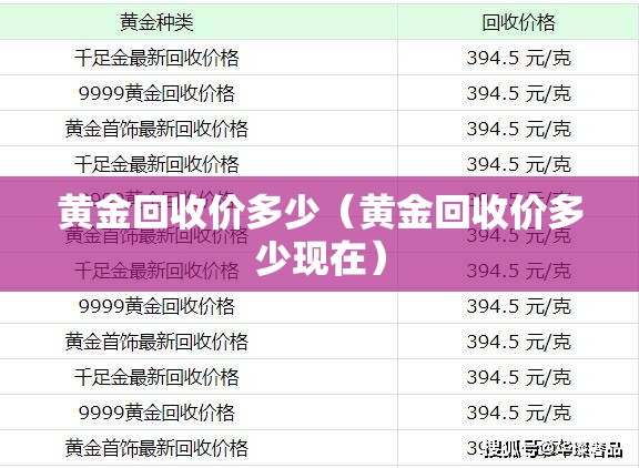 黄金回收价多少（黄金回收价多少现在）