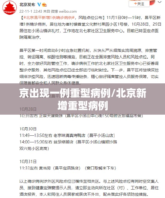 京出现一例重型病例/北京新增重型病例