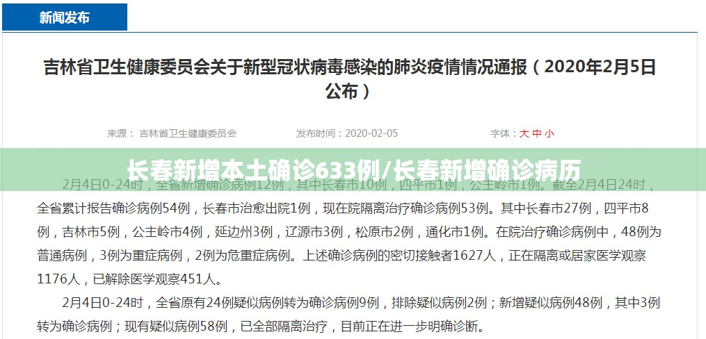 长春新增本土确诊633例/长春新增确诊病历