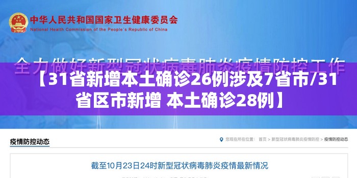 【31省新增本土确诊26例涉及7省市/31省区市新增 本土确诊28例】 【31省新增本土确诊26例涉及7省市/31省区市新增 本土确诊28例】