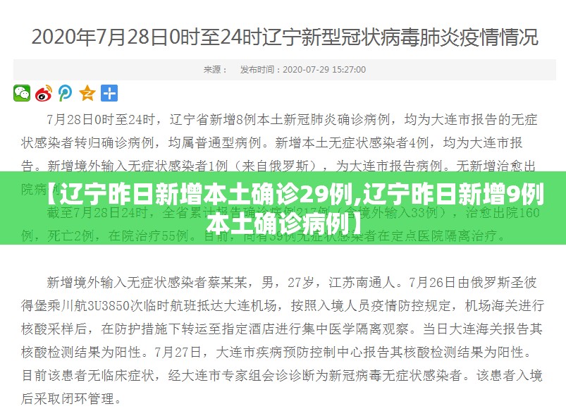 【辽宁昨日新增本土确诊29例,辽宁昨日新增9例本土确诊病例】 【辽宁昨日新增本土确诊29例,辽宁昨日新增9例本土确诊病例】